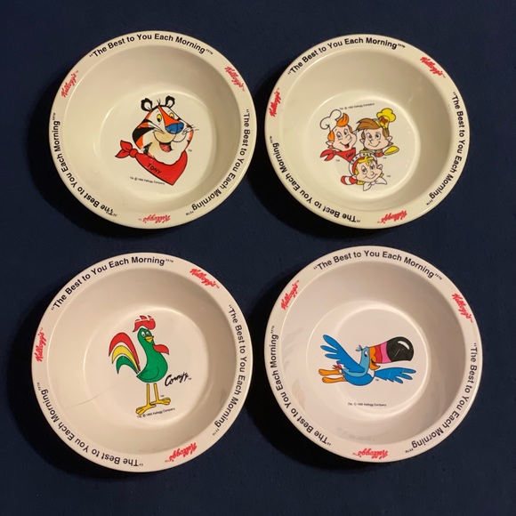 Kellogs Kitchen Set Of 4 Vintage Kellogs Cereal Bowls Tony The